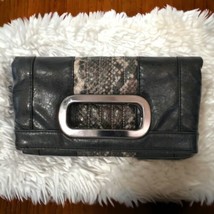 Cache Clutch Bag Vintage 90s Y2K Gray Vegan Leather Purse Animal Print H... - £19.77 GBP