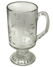 Princess House Heritage Etched Crystal Glass Irish Pedestal Coffee Mug 8 oz. - £4.77 GBP