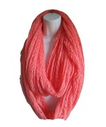 Infinity Peach Scarf Knit Cable Knit 100% Acrylic Lightweight Soft FREE ... - £15.03 GBP