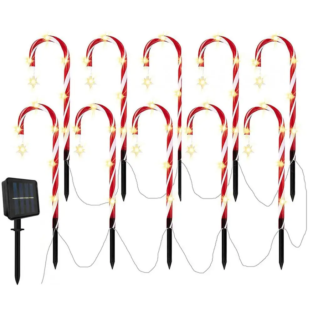 2023 Christmas Solar Candy Cane Lights Pathway Markers Outdoor Christmas Decor C - £67.62 GBP