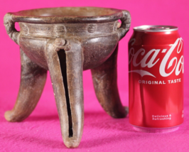 Pre Columbian Artifact Rattle Tripod Bowl Chiriqui 900-1400 AD Authentic J65 - $650.55 CAD