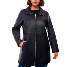 Anne Klein Women&#39;s Plus Size Mid-Length Genuine Leather Coat - $276.96 CAD