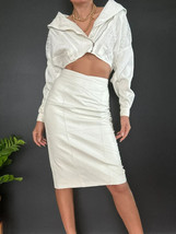 White Leather Skirt Handmade Original Lambskin Skirt Stylish Elegant Formal Wear - £86.88 GBP+
