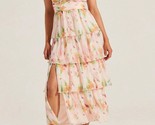 Astr Emporia Floral Tiered Maxi Dress Cream/pink Floral - $2,073.21 MXN