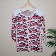 Loveappella | Floral Raglan Style 3/4 Sleeve Top, womens size large - £14.37 GBP