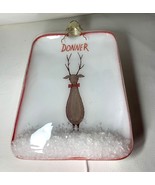 Handcrafted Glass Donner Reindeer Christmas Ornament With Faux Snow &amp; Re... - $13.57 CAD
