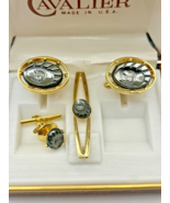 Cavalier Cufflinks, Tie Tack, Tie Clip/bar. Cavalier Hat Symbol Goldtone... - $21.99