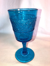 Teal Fenton Flower Band 6.5 Inch Goblet Depression Glass - $19.99