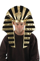 King Tut Headpiece Hat Gold &amp; Black Egyptian Pharaoh One SIZE-FUN@HALLOWEEN-NEW - £19.83 GBP