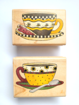 Debbie Mumm 2 Rubber Stamps - Bee Tea &amp; Polka Dot Tea Cups 1999 Stampington NEW - £17.78 GBP
