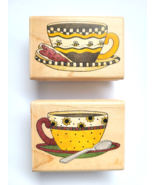 Debbie Mumm 2 Rubber Stamps - Bee Tea &amp; Polka Dot Tea Cups 1999 Stamping... - £17.90 GBP