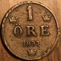 1897 Sweden 1 Ore Coin - £2.53 GBP