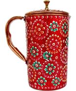 Pure Copper Jug Hand Painted Decorated for Water Storage,Festival,Diwali... - $54.99