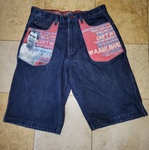 Vintage FUBU Platinum Muhammad Ali Graphic Pockets Denim Jean Shorts Mens Sz 36  - £26.67 GBP
