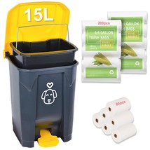 Outdoors Dog Poop Trash Can With Lid &amp; 290Pcs Biodegradable Waste Bags, Cute Dog - $91.99