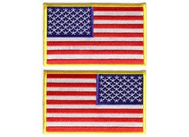 Choose Style 4&quot; x 2.5&quot; American Flag YELLOW BORDER iron on patch - £5.80 GBP+