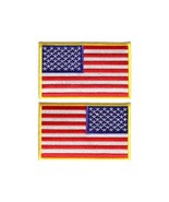 Choose Style 4&quot; x 2.5&quot; American Flag YELLOW BORDER iron on patch - £5.77 GBP+