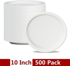 Compostable Plates Disposable Plate Bulk Biodegradable Sugarcane 10 Inch 500pack - £82.65 GBP
