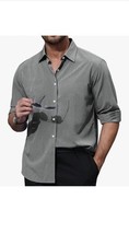Linen Shirts for Men Long Sleeve Casual Button Down Shirts Wrinkle Free-... - $17.82