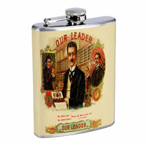 Vintage Cigar Box Poster D13 Flask 8oz Stainless Steel Hip Drinking Whiskey - £11.69 GBP