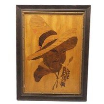Vintage Intarsiato Legno Messicano Cowboy Legno da Parete Decoro con Cor... - £124.93 GBP
