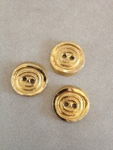 Lot of 3 Vintage 80s 90s Textured Bright Brass Two Hole Buttons 2cm - $13.85