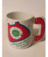 Vintage 80’s Avon 1-800 Friends Coffe Mug White Red Blue Rotary Phone Gr... - $12.16