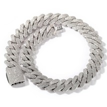 20mm Miami Prong Cuban Chain Necklace 3 Rows Micro Pave Iced Out Round Cubic Zir - £107.71 GBP