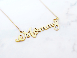 14K 9K Mommy necklace solid gold Love Mom Mother necklace Mother&#39;s day gift - £240.37 GBP+