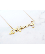 14K 9K Mommy necklace solid gold Love Mom Mother necklace Mother&#39;s day gift - £240.33 GBP+