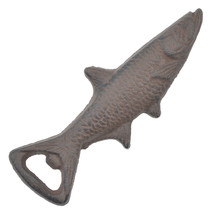 Fish Pocket Beer Bottle Opener Distressed Brown Cast Iron 7&quot; Long Novelty Gift N - £7.66 GBP
