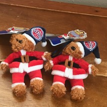 Team Jumpin Bears Lot of 2 Plush Brown Santa Claus Teddy Bears w Detroit... - £11.16 GBP