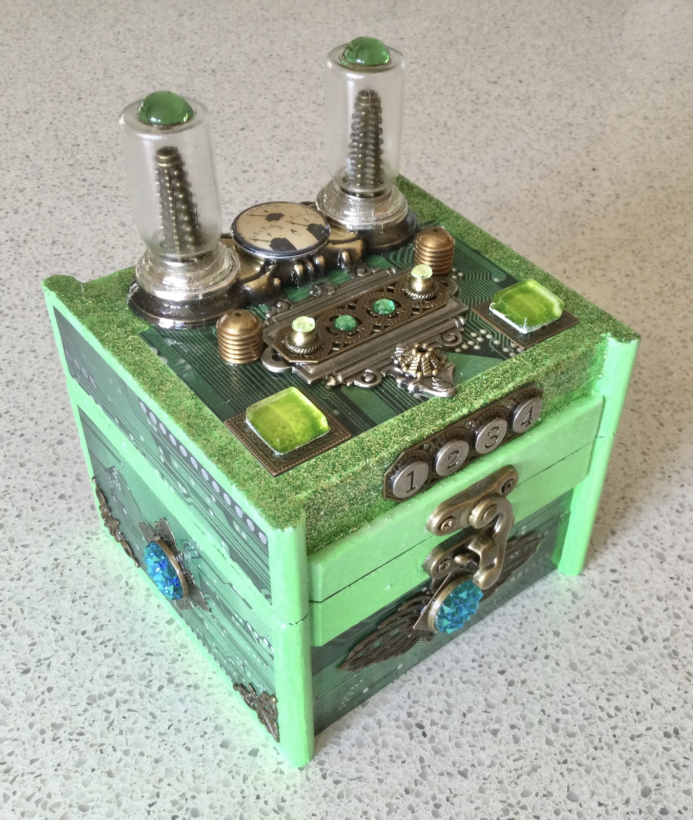 Circuit Board Style TechnoPunk Trinket Box 2 - $50.00