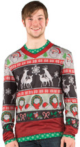 Christmas Holiday Party Fun Ugly Sweater T-Shirt Frisky Deer  Adult Men&#39;s 2X LS  - £28.95 GBP