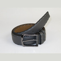 Men Genuine Leather Belt PIERO ROSSI Turkey Soft Full Grain Hand Stitch 301 Gray image 5