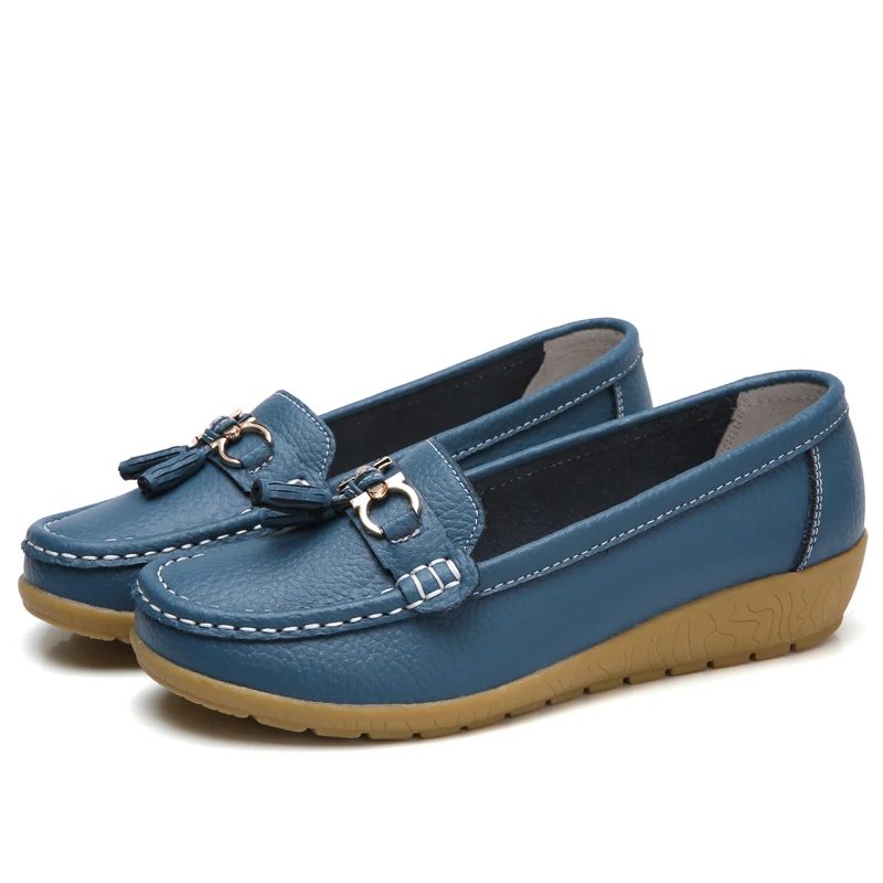 2024 Women Shoes Leather Flats Women Footwear Slip On Loafers Mother Moccasins S - £55.89 GBP