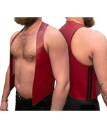 Men Real Leather Bartender Vest Cowhide Bar Waistcoat Open Front Vintage... - $135.64 CAD
