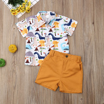 NWT Dinosaur Boys Short Sleeve Button Shirt &amp; Shorts Outfit Set 2T 3T 4T 5T - £8.82 GBP