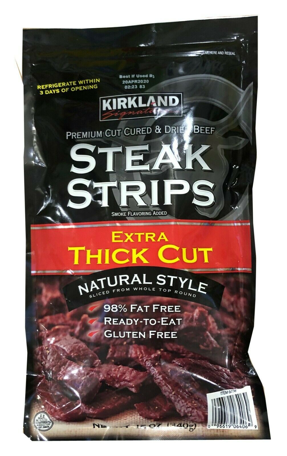 Kirkland Premium Cut Steak Strips Dried Beef Jerky Extra-Thick Gluten-Free Lean - $17.59