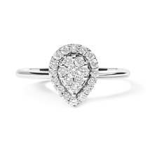 Radiant Lab Grown Diamond Cluster Pear Promise Ring in Sterling Silver - $255.00