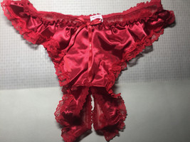 Vintage New JEAN ANDRE Satin Chiffon Lace Open Crotch Panties size M L 3... - $27.01