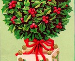 1900s Postcard UDB Very Happy Christmas Holly Ball International Art Emb... - $6.88
