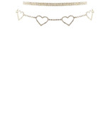 New Rhinestone 5 Heart Choker Necklace - $12.35
