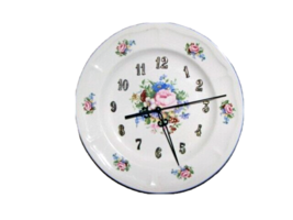 Dinner Plate Wall Clock 11.5  Fruit &amp; Pink Rose Pattern # G268 - $26.24
