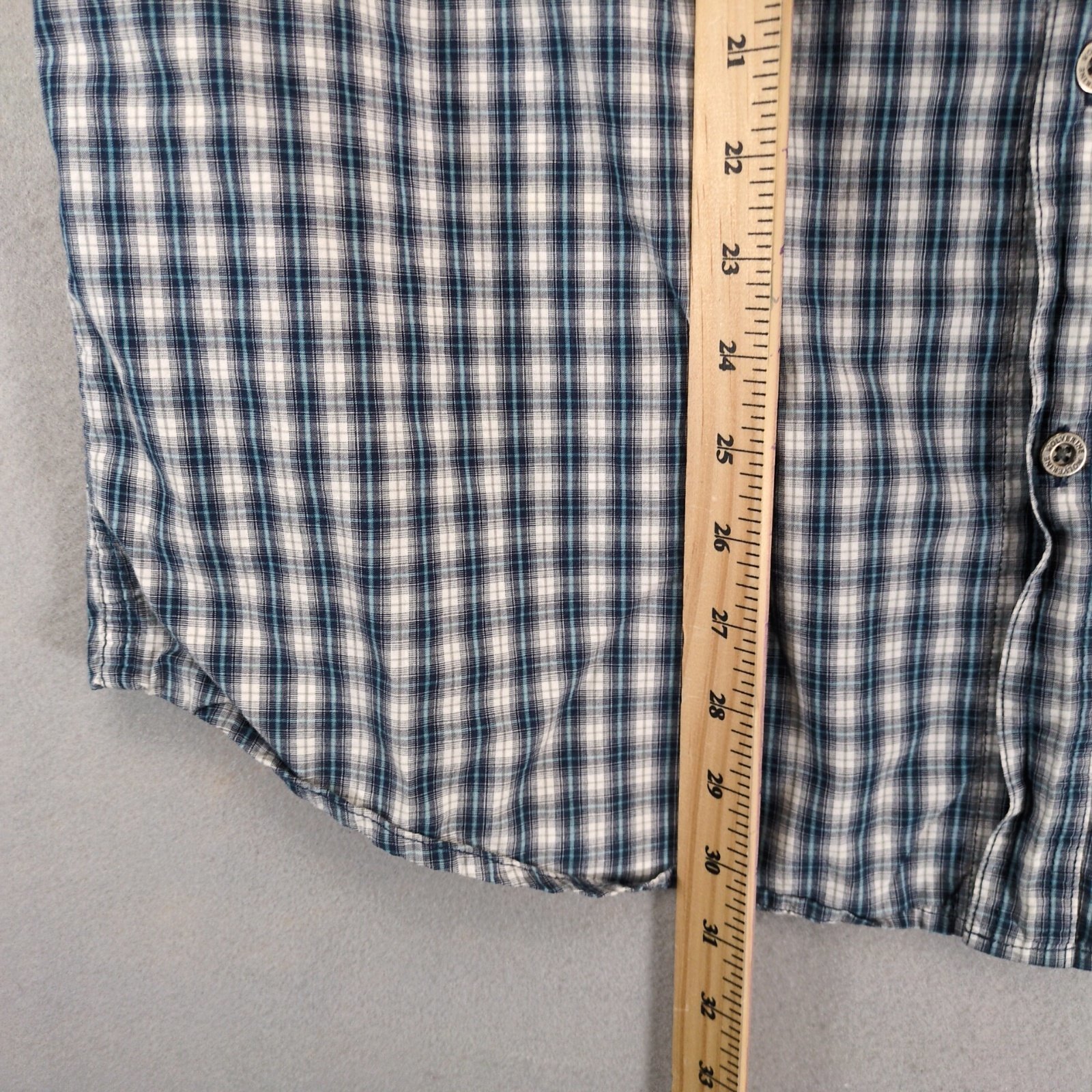 Wolverine Blue Plaid Cotton Button Down Shirt Men's L Tall Short Slv Gorpcore Item image 5