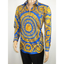 Men's AVM Crystal Shirt Medallion Medusa Cotton Slim Fit 9628-06 Royal Blue image 7