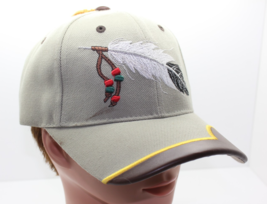 Tan With Embroidery Feather Hat Cap Best Vina One Size Strap Back Adjust... - $24.87