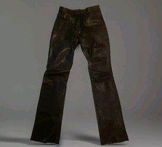 Vtg Black Leather Pants Womens Size 10 High Waist Bootcut Biker Styled B... - $154.54
