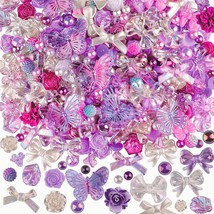 Resin Cabochons Butterfly Slime Charms Purple Pink Bulk Assorted Lot 350pcs - £22.10 GBP