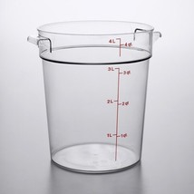 Cambro Camwear 4 Qt. Clear Round Food Storage Container Polycarbonate - £54.33 GBP